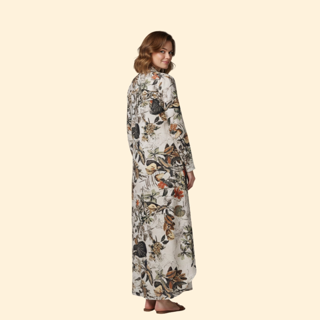 Women’s Floral Maxi Dress with Button Placket