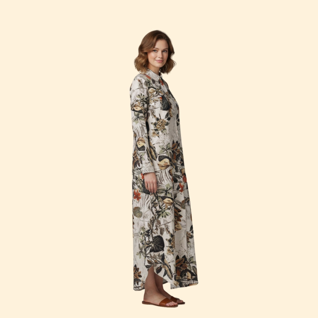 Women’s Floral Maxi Dress with Button Placket