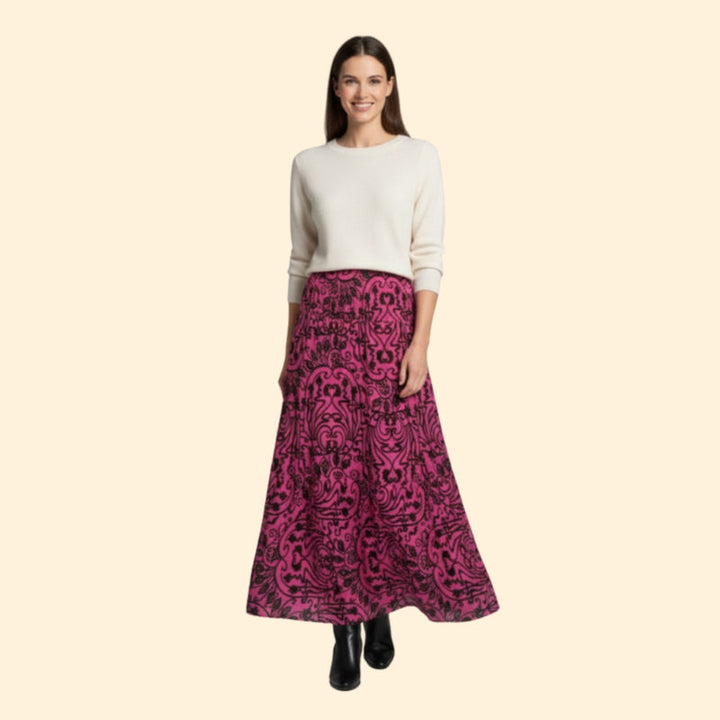 Women’s Floral Maxi Skirt with Elastic Waist