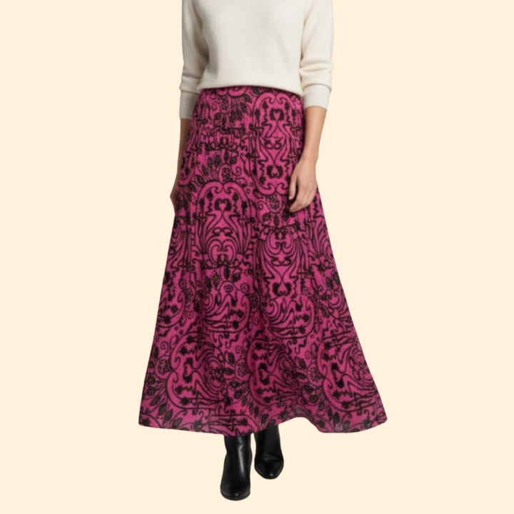 Women’s Floral Maxi Skirt with Elastic Waist