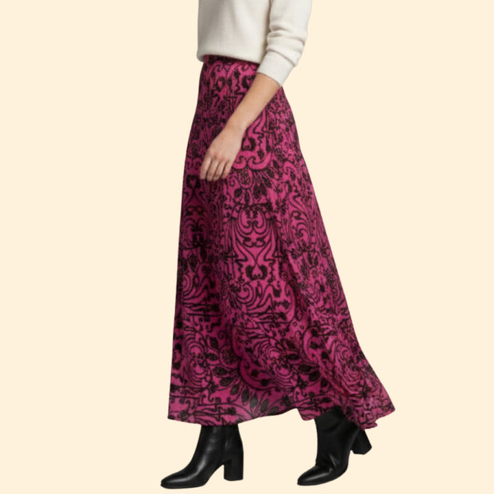 Women’s Floral Maxi Skirt with Elastic Waist