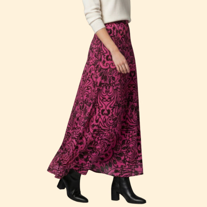 Women’s Floral Maxi Skirt with Elastic Waist