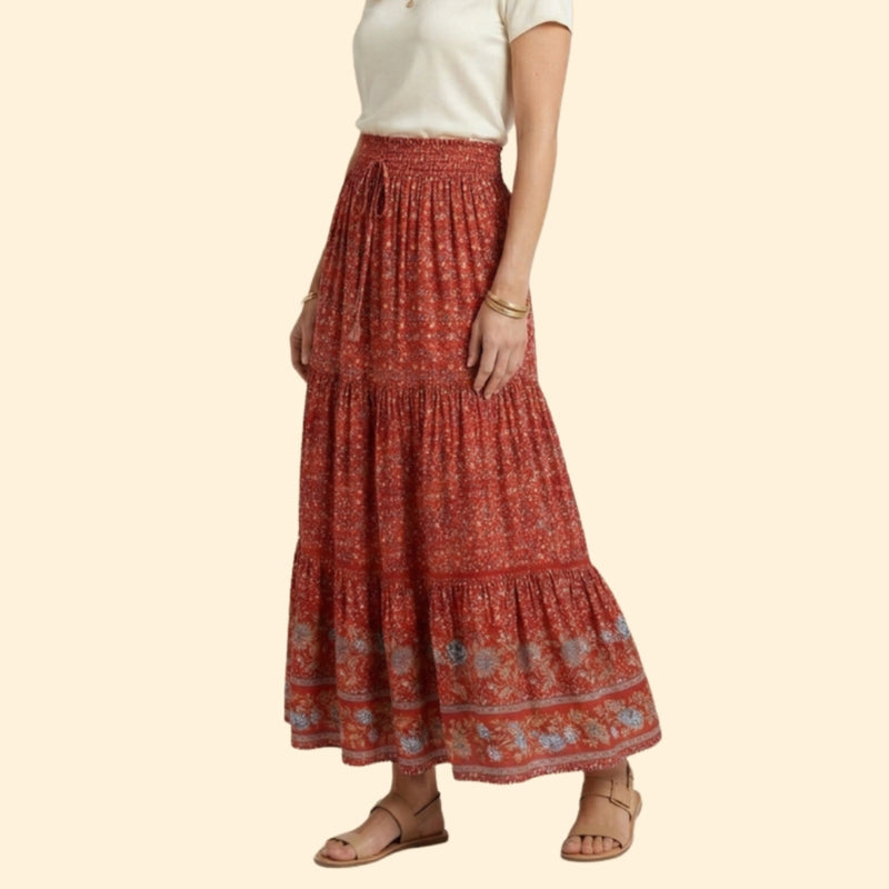 Women’s Floral Maxi Skirt with Side Slit