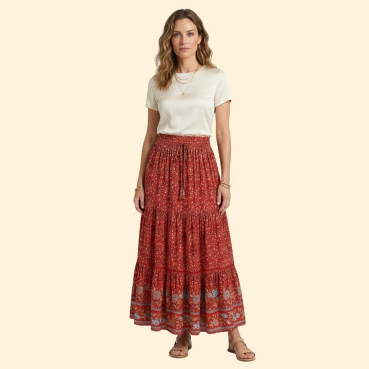 Women’s Floral Maxi Skirt with Side Slit