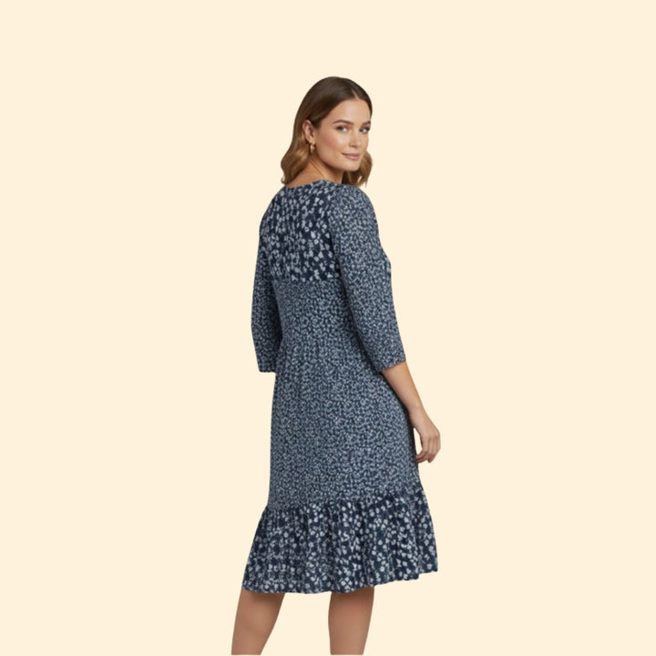 Women’s Floral Midi Dress with Smocked Waist