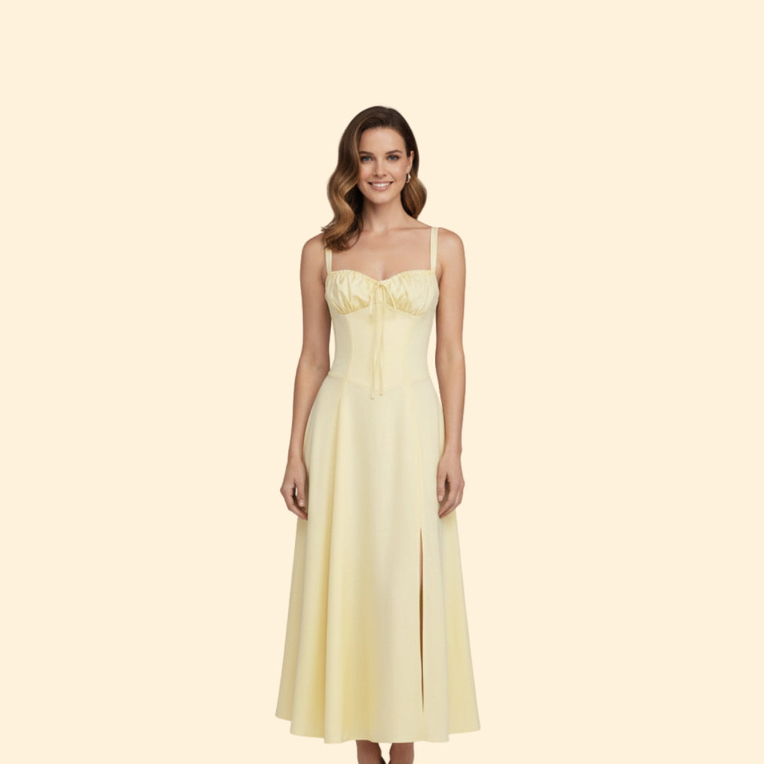 Women’s Floral Midi Dress with Sweetheart Neckline