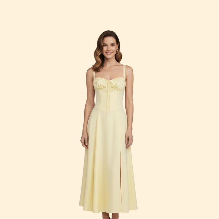 Women’s Floral Midi Dress with Sweetheart Neckline