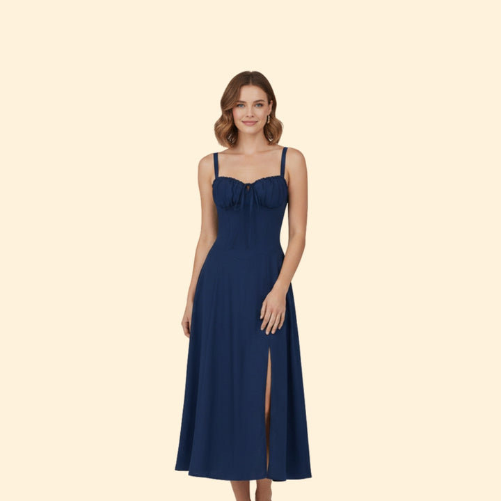 Women’s Floral Midi Dress with Sweetheart Neckline
