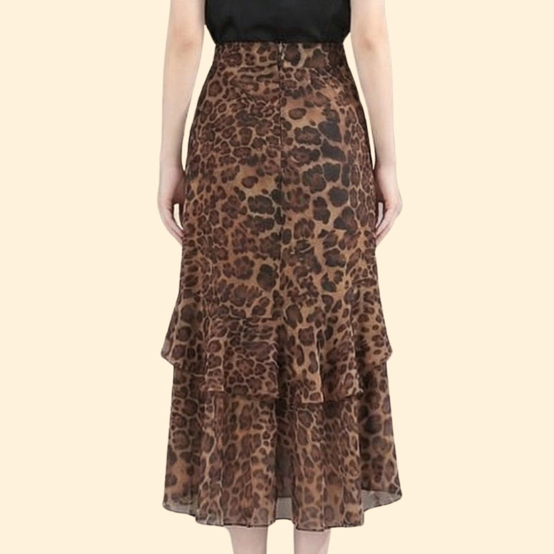 Women’s Floral Midi Skirt with Ruffled Hem