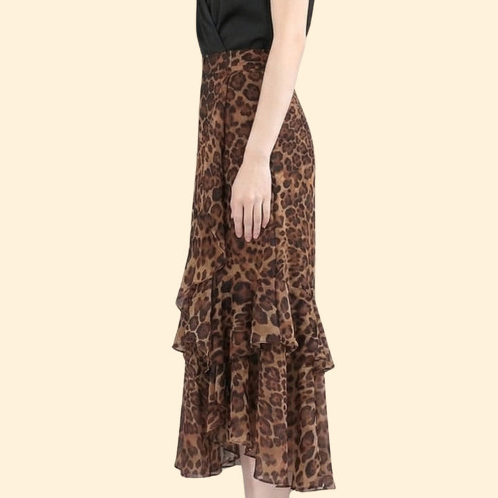Women’s Floral Midi Skirt with Ruffled Hem