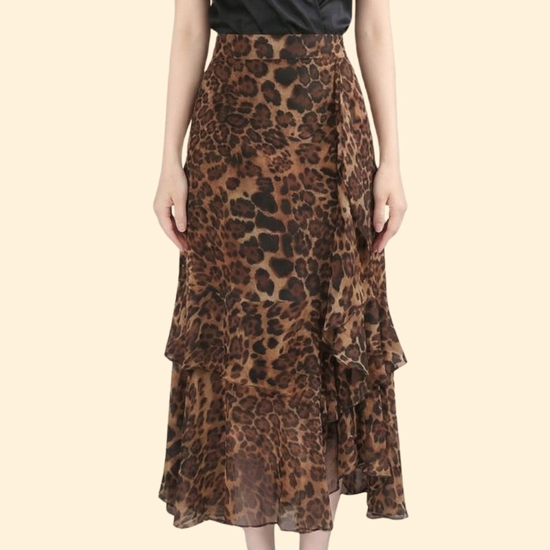 Women’s Floral Midi Skirt with Ruffled Hem