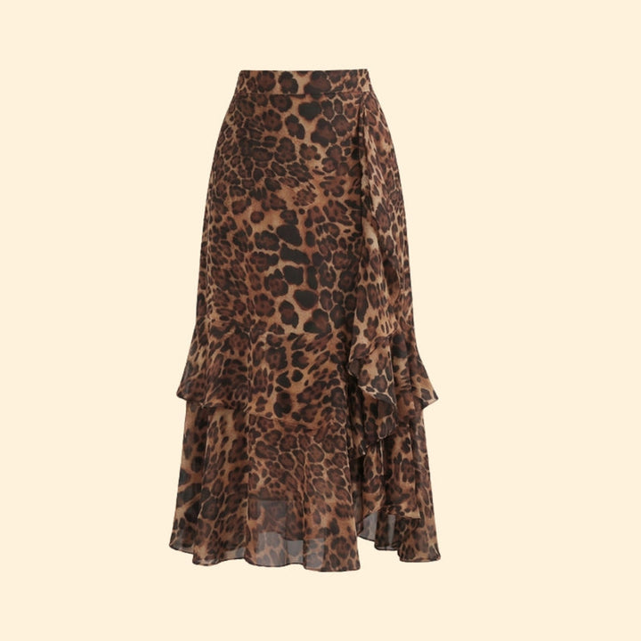 Women’s Floral Midi Skirt with Ruffled Hem