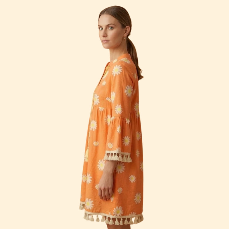 Women’s Floral Mini Dress with Tassel Trim