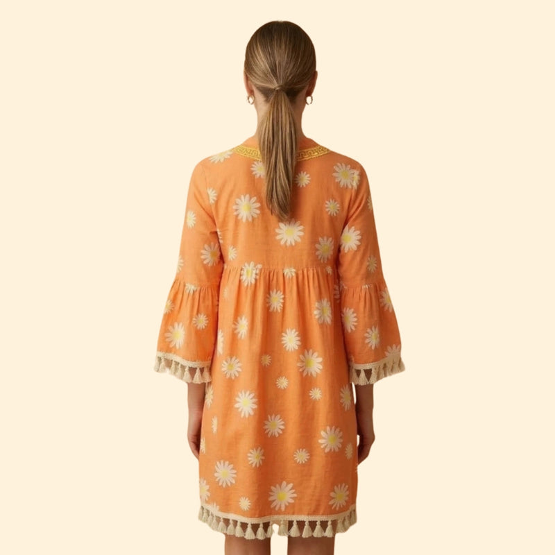 Women’s Floral Mini Dress with Tassel Trim