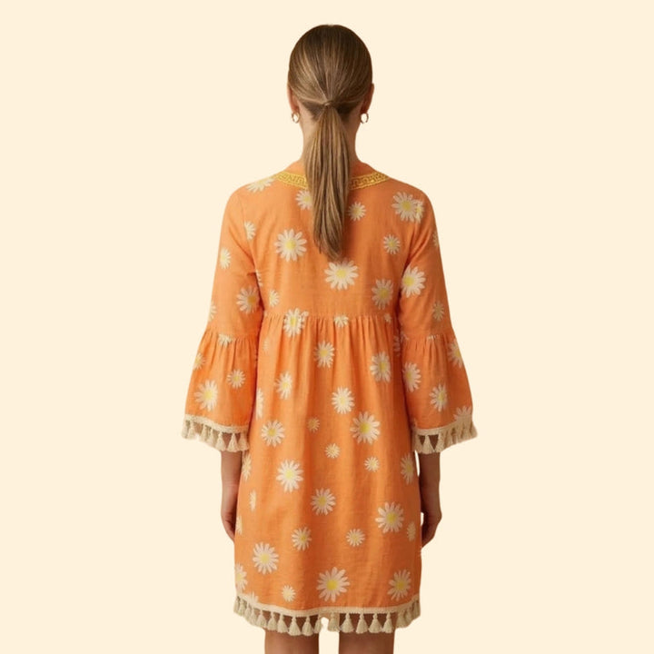 Women’s Floral Mini Dress with Tassel Trim