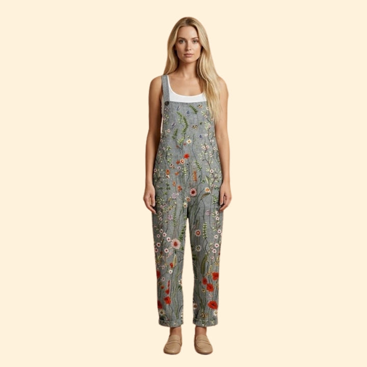 Women’s Floral Overalls with Adjustable Straps