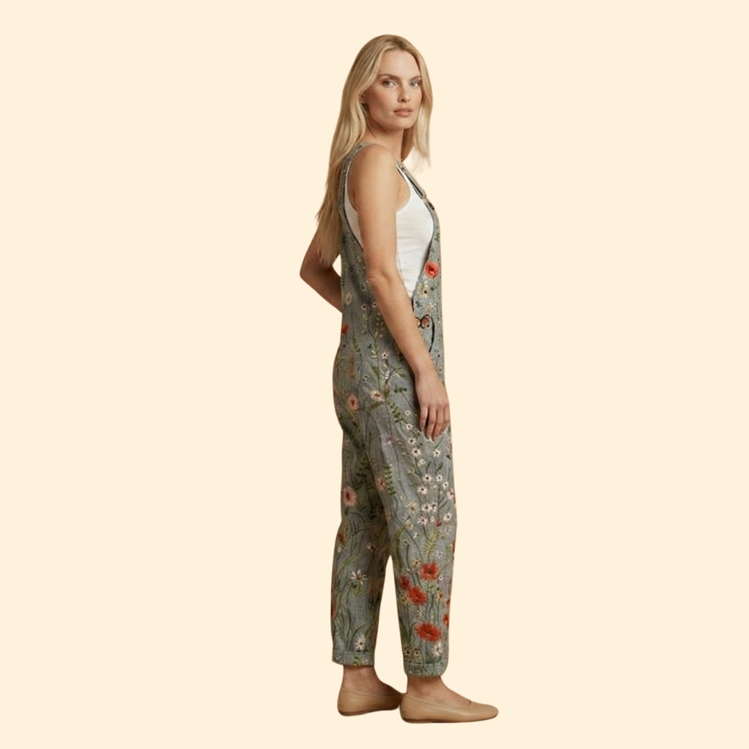 Women’s Floral Overalls with Adjustable Straps