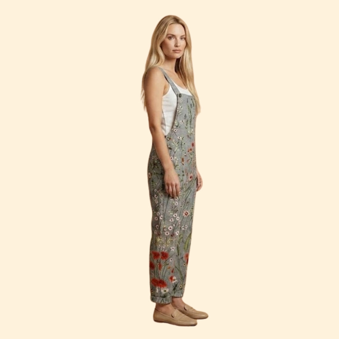 Women’s Floral Overalls with Adjustable Straps