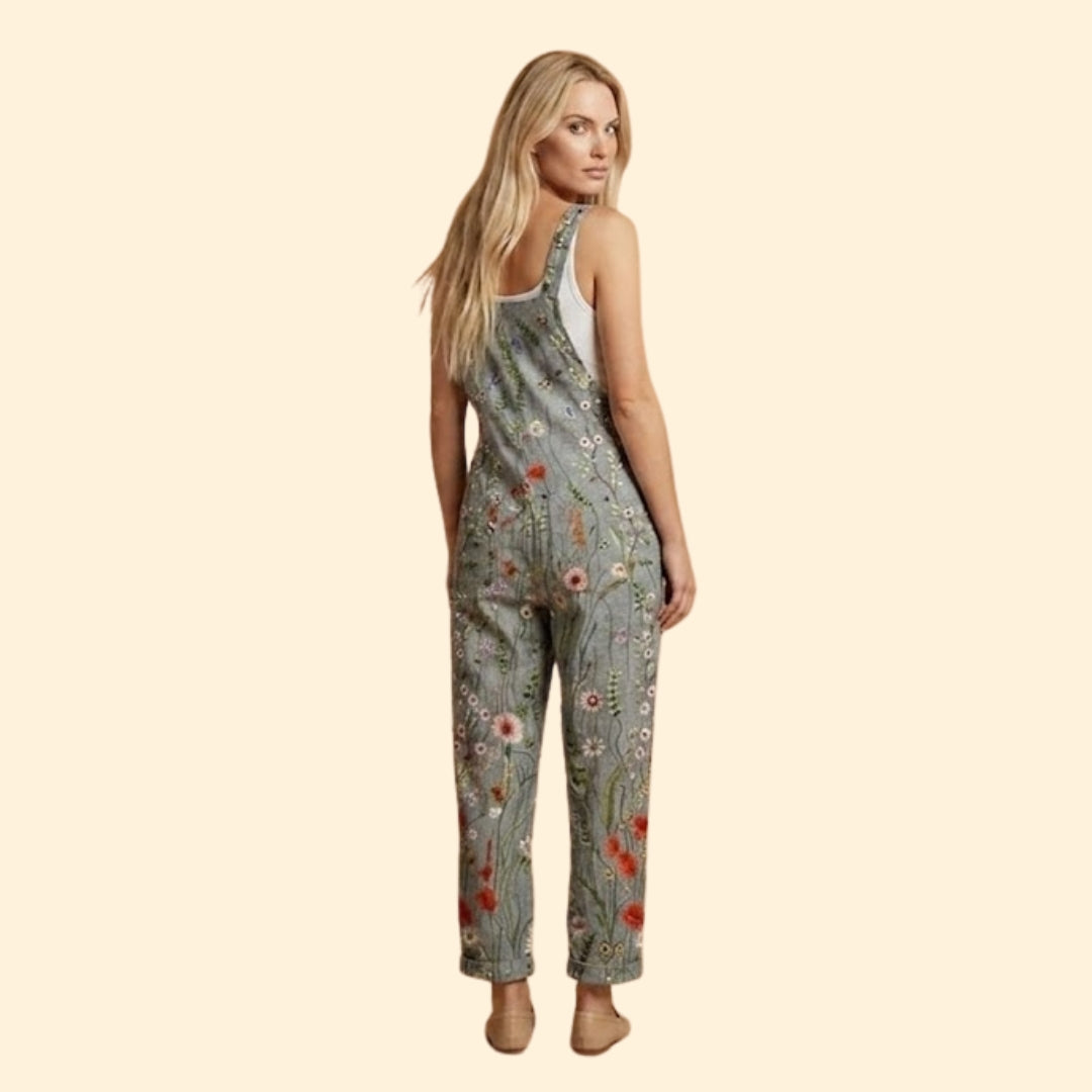 Women’s Floral Overalls with Adjustable Straps