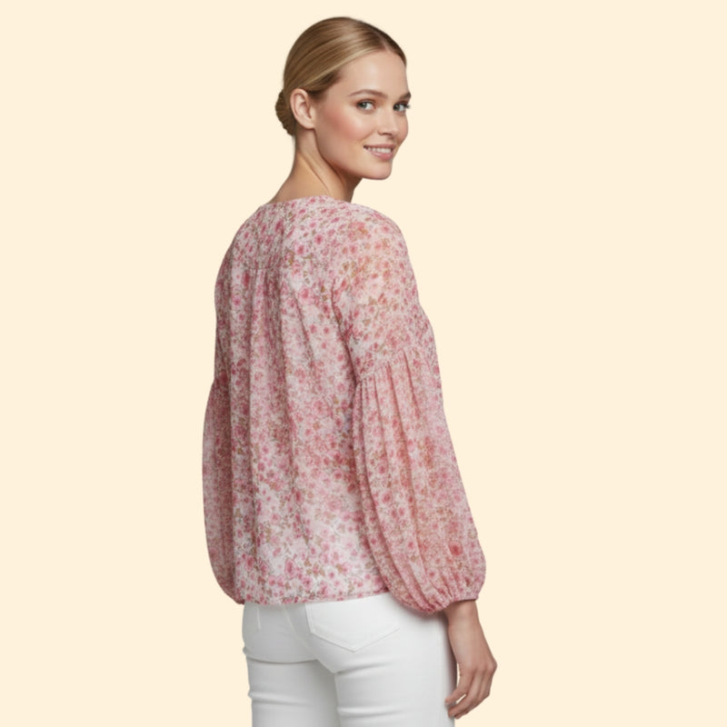 Women’s Floral Print Blouse with V-Neck