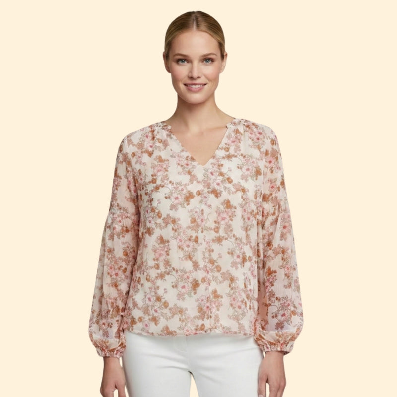 Women’s Floral Print Blouse with V-Neck