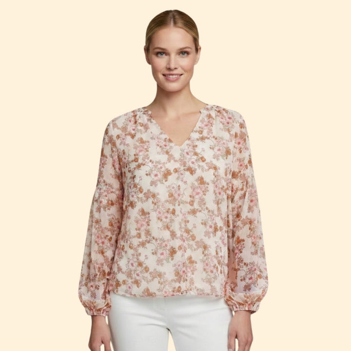 Women’s Floral Print Blouse with V-Neck