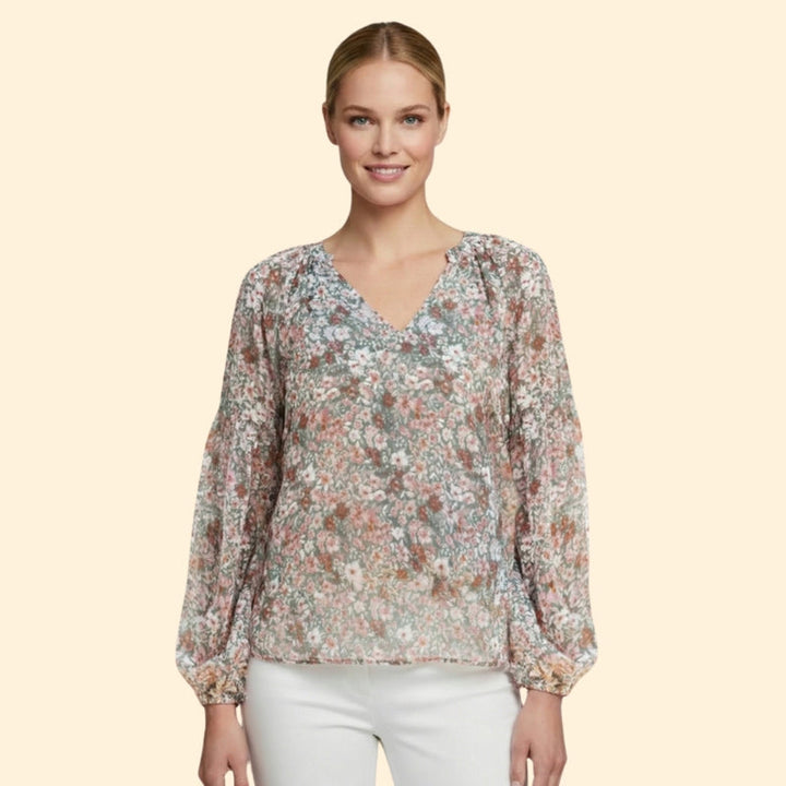 Women’s Floral Print Blouse with V-Neck