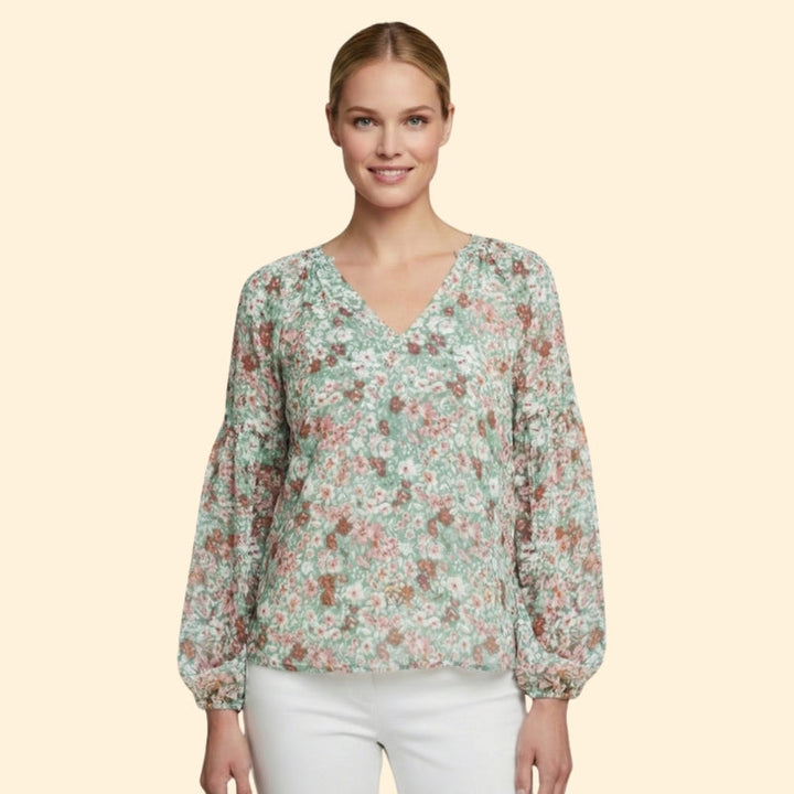 Women’s Floral Print Blouse with V-Neck