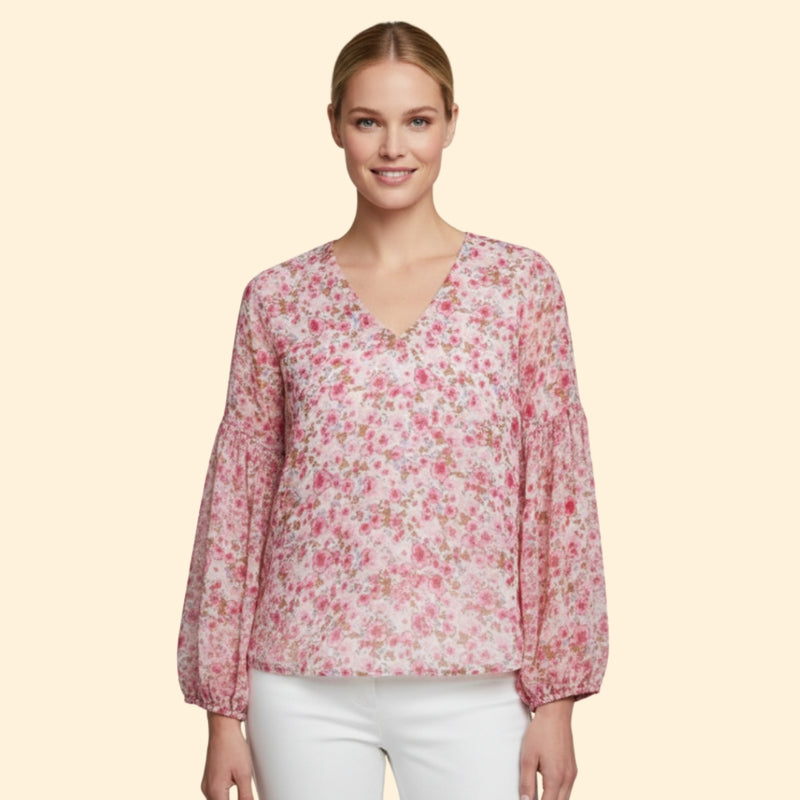 Women’s Floral Print Blouse with V-Neck
