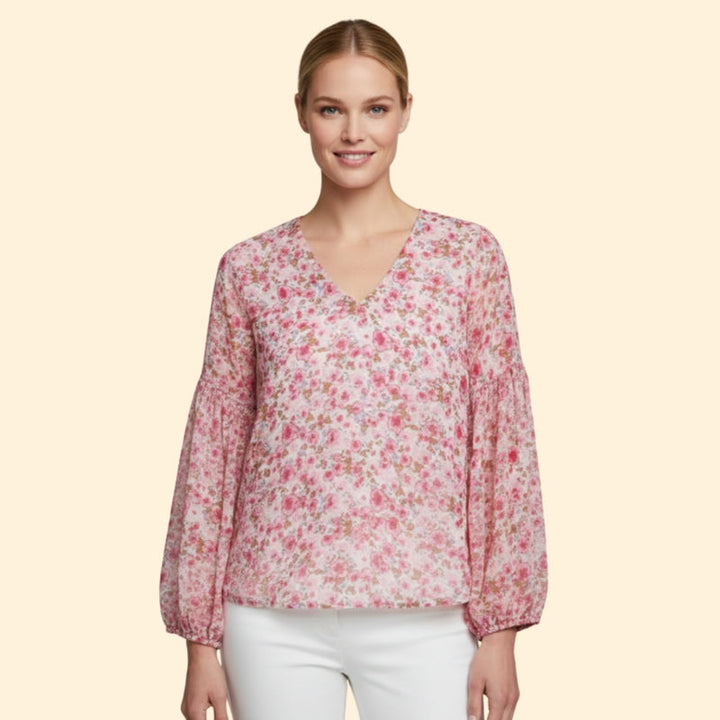 Women’s Floral Print Blouse with V-Neck