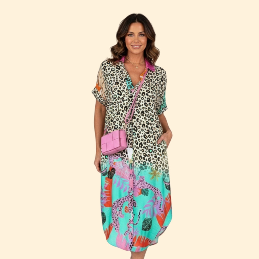 Women’s Floral Print Midi Dress V-Neck