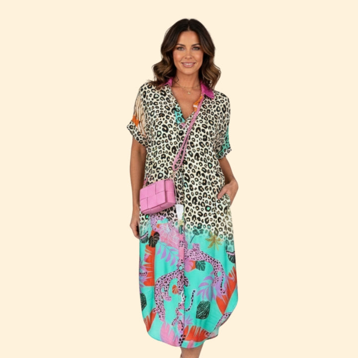 Women’s Floral Print Midi Dress V-Neck