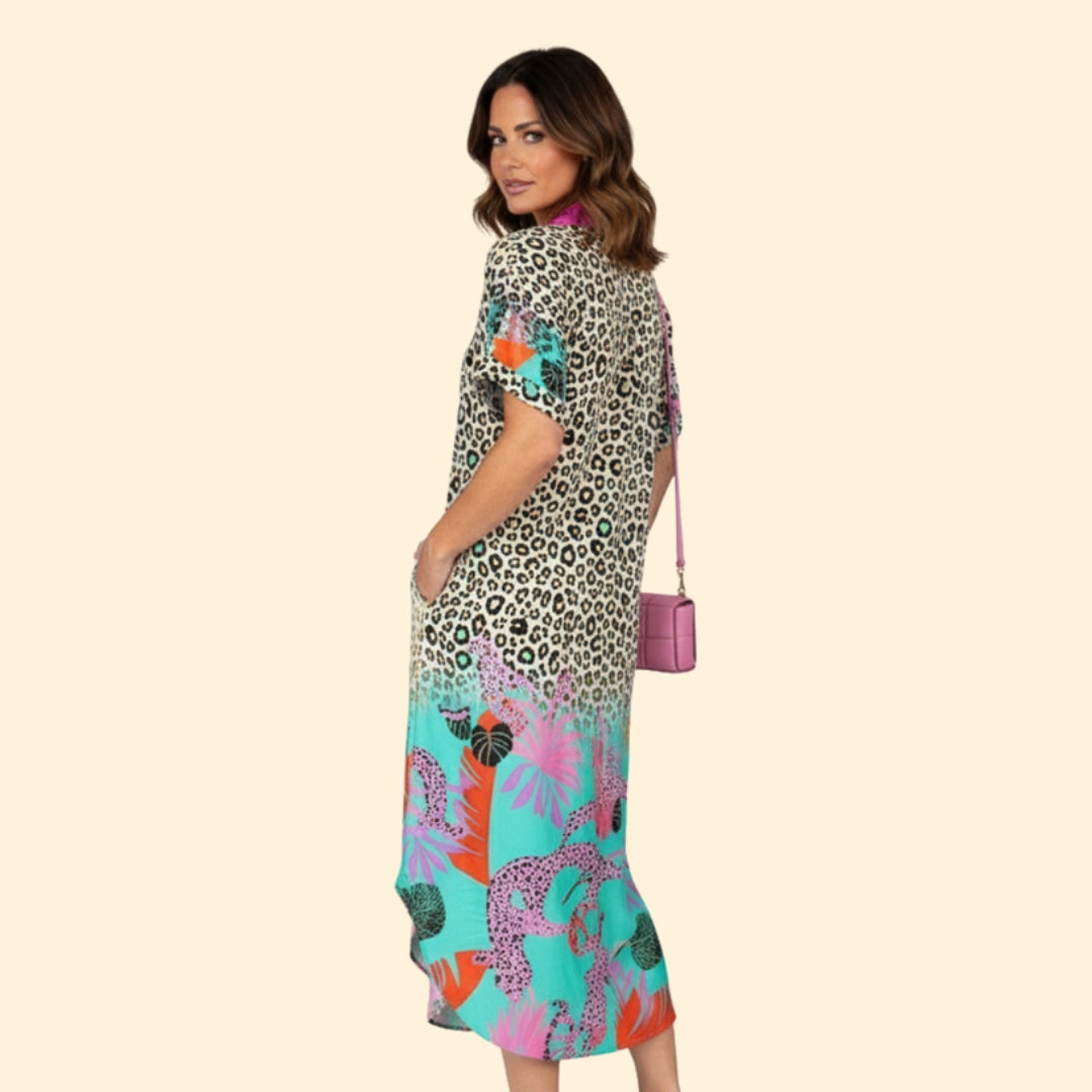 Women’s Floral Print Midi Dress V-Neck