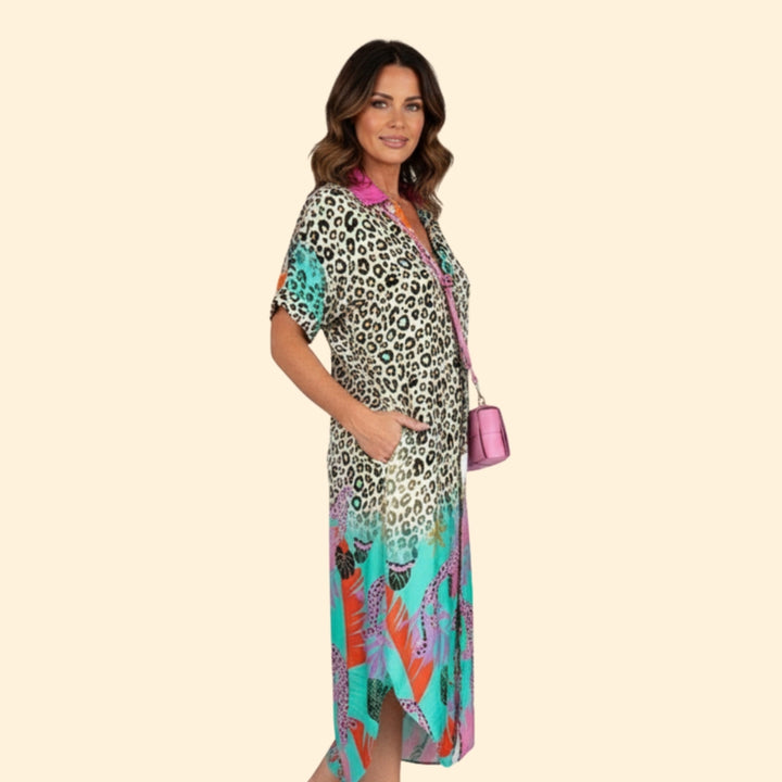 Women’s Floral Print Midi Dress V-Neck