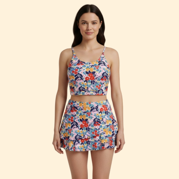 Women’s Floral Set with Cropped Top and Skirt