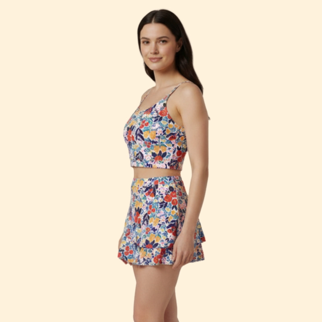 Women’s Floral Set with Cropped Top and Skirt