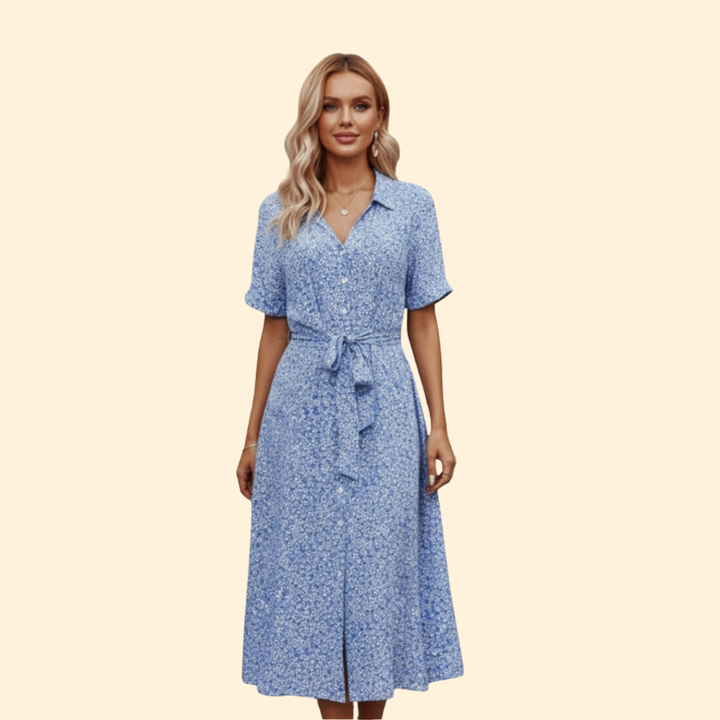 Women’s Floral Shirt Dress Tie Waist