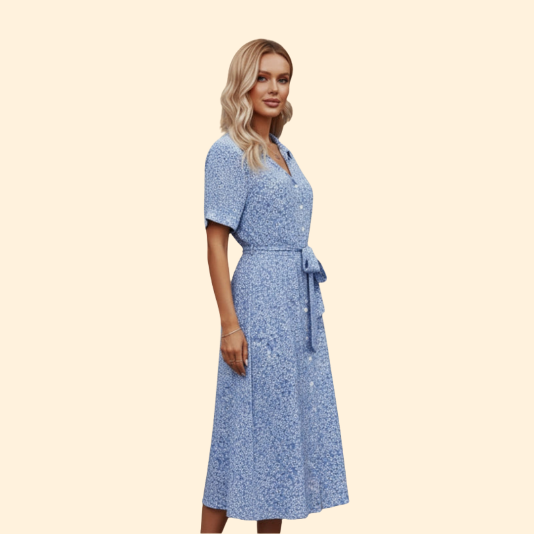 Women’s Floral Shirt Dress Tie Waist
