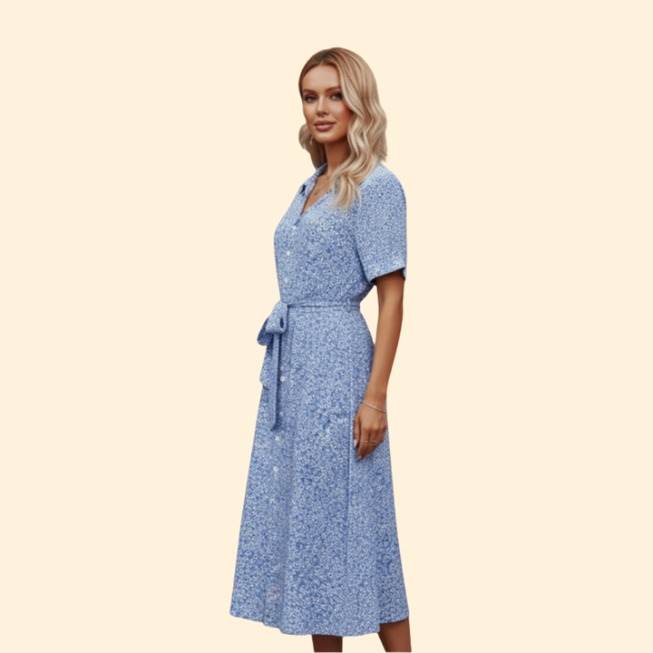 Women’s Floral Shirt Dress Tie Waist