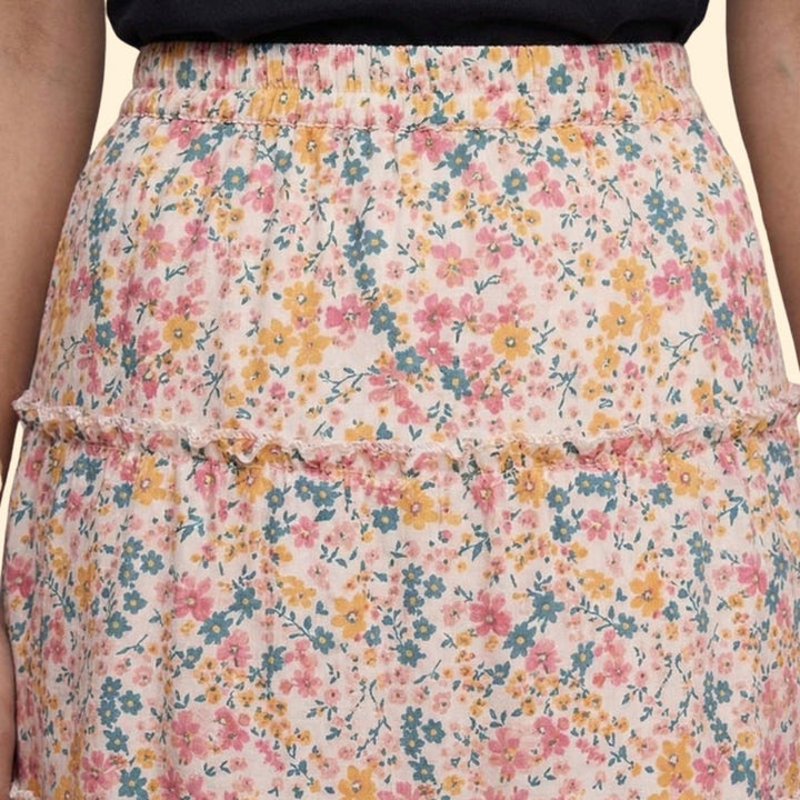 Women’s Floral Skirt with Elastic Waist