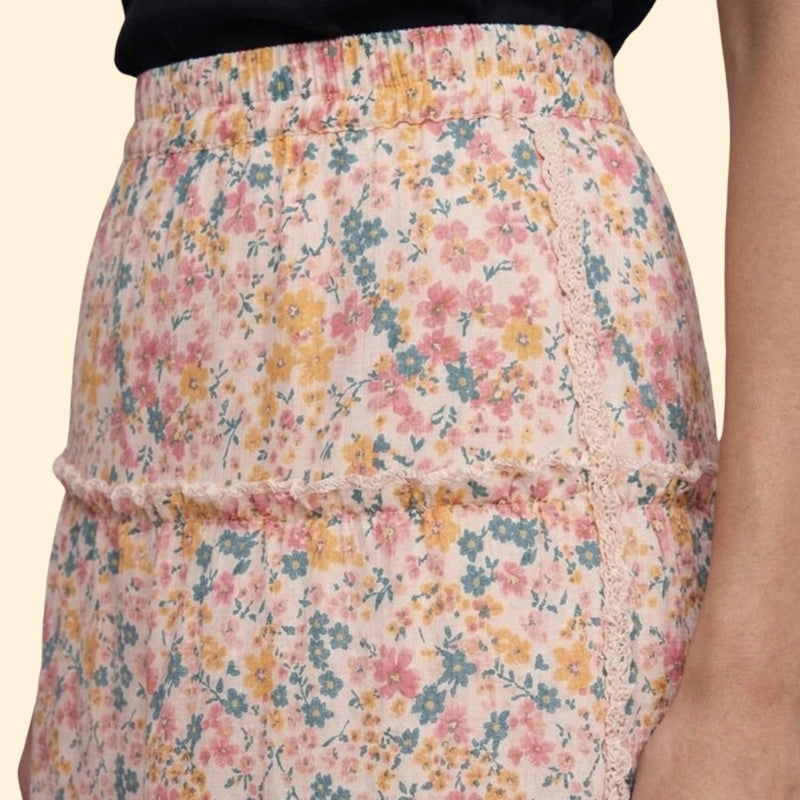 Women’s Floral Skirt with Elastic Waist