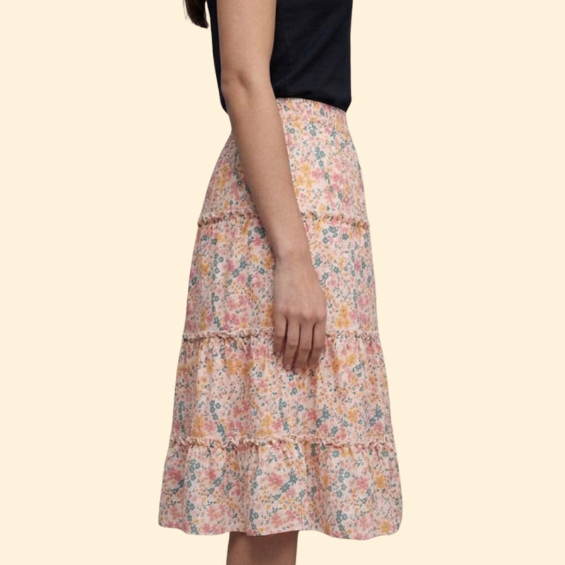 Women’s Floral Skirt with Elastic Waist
