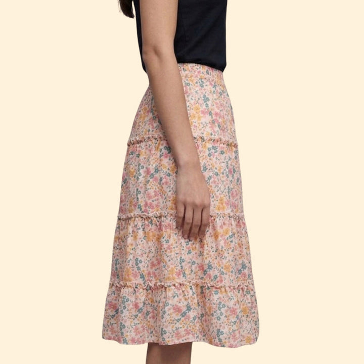 Women’s Floral Skirt with Elastic Waist