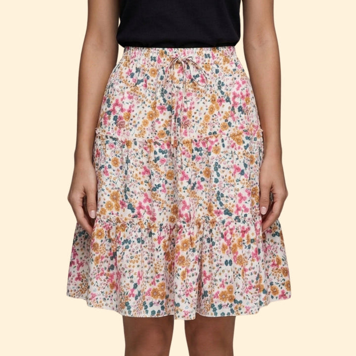 Women’s Floral Skirt with Elastic Waist