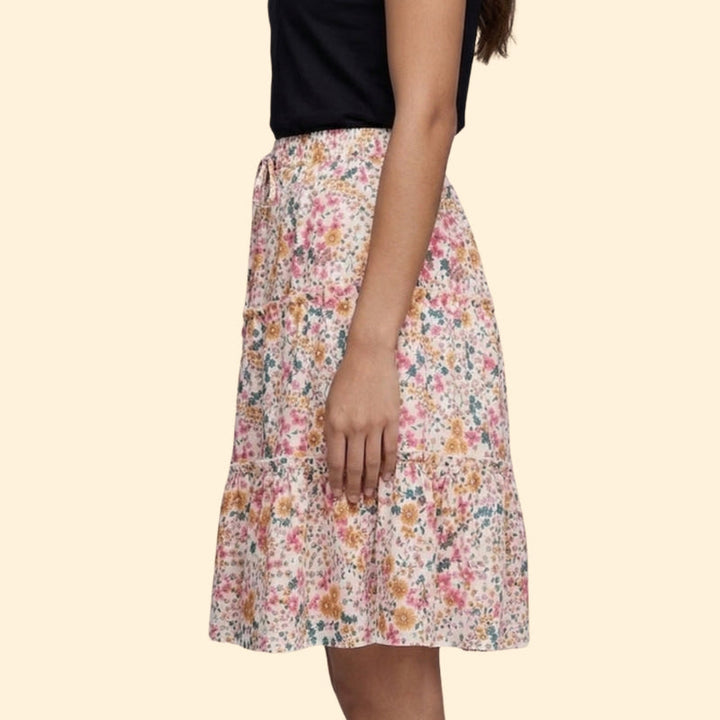 Women’s Floral Skirt with Elastic Waist