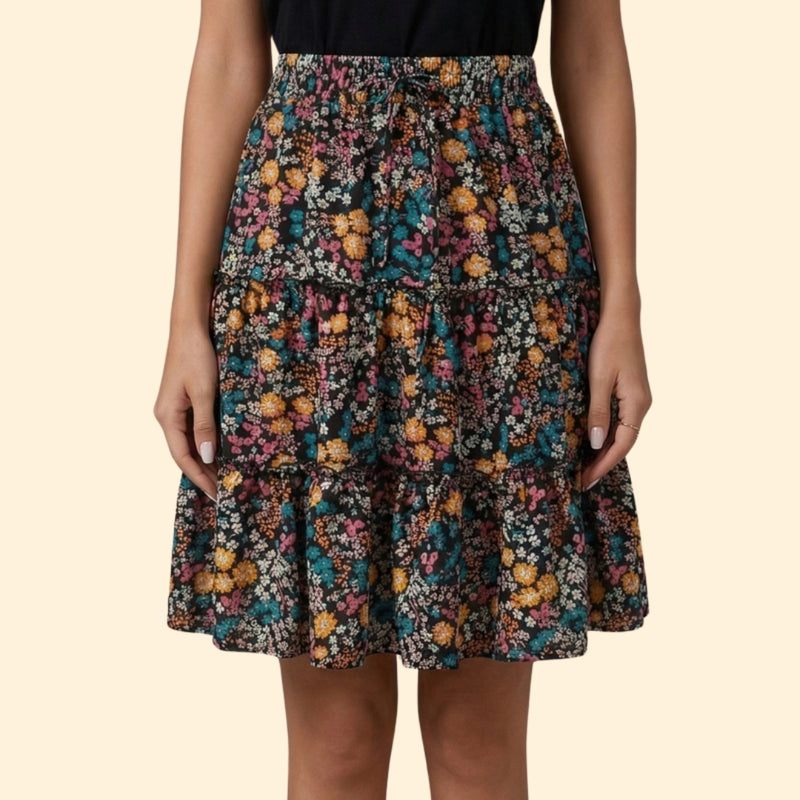 Women’s Floral Skirt with Elastic Waist