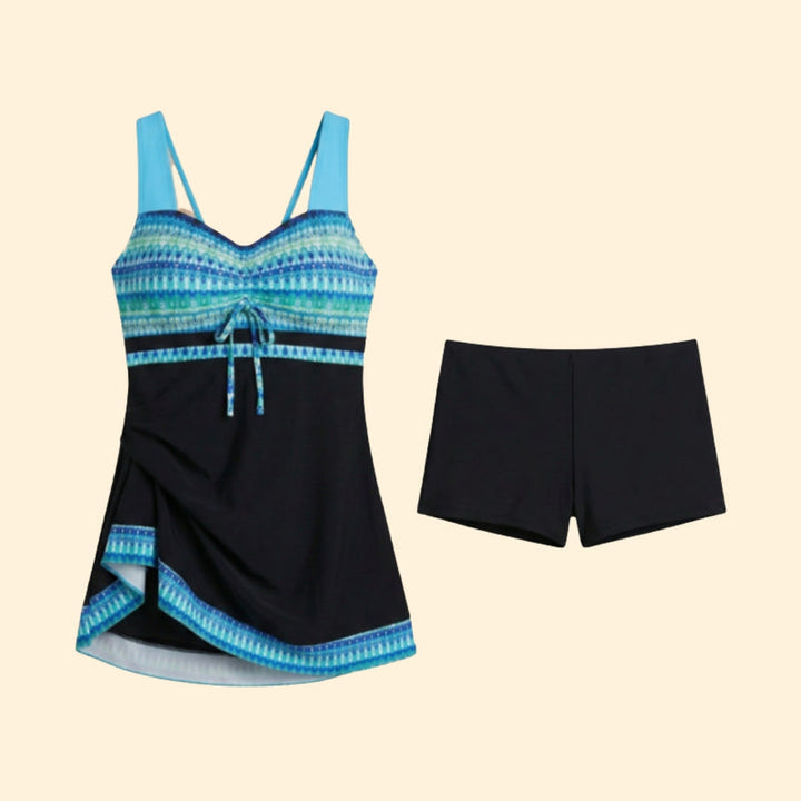 Women's Floral Tankini Dress with V-Neckline