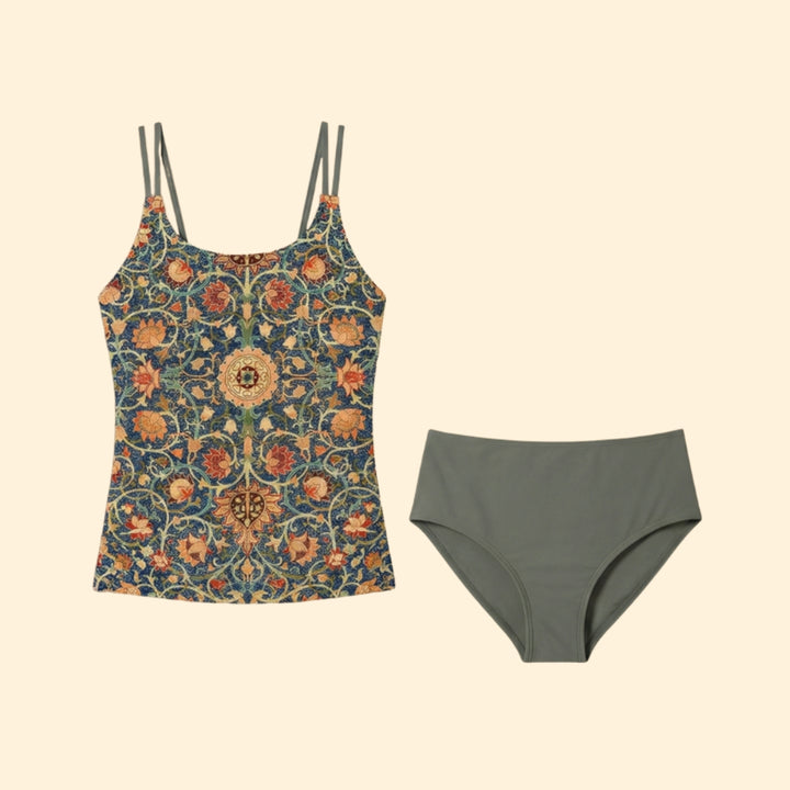 Women's Floral Tankini Set with Adjustable Straps
