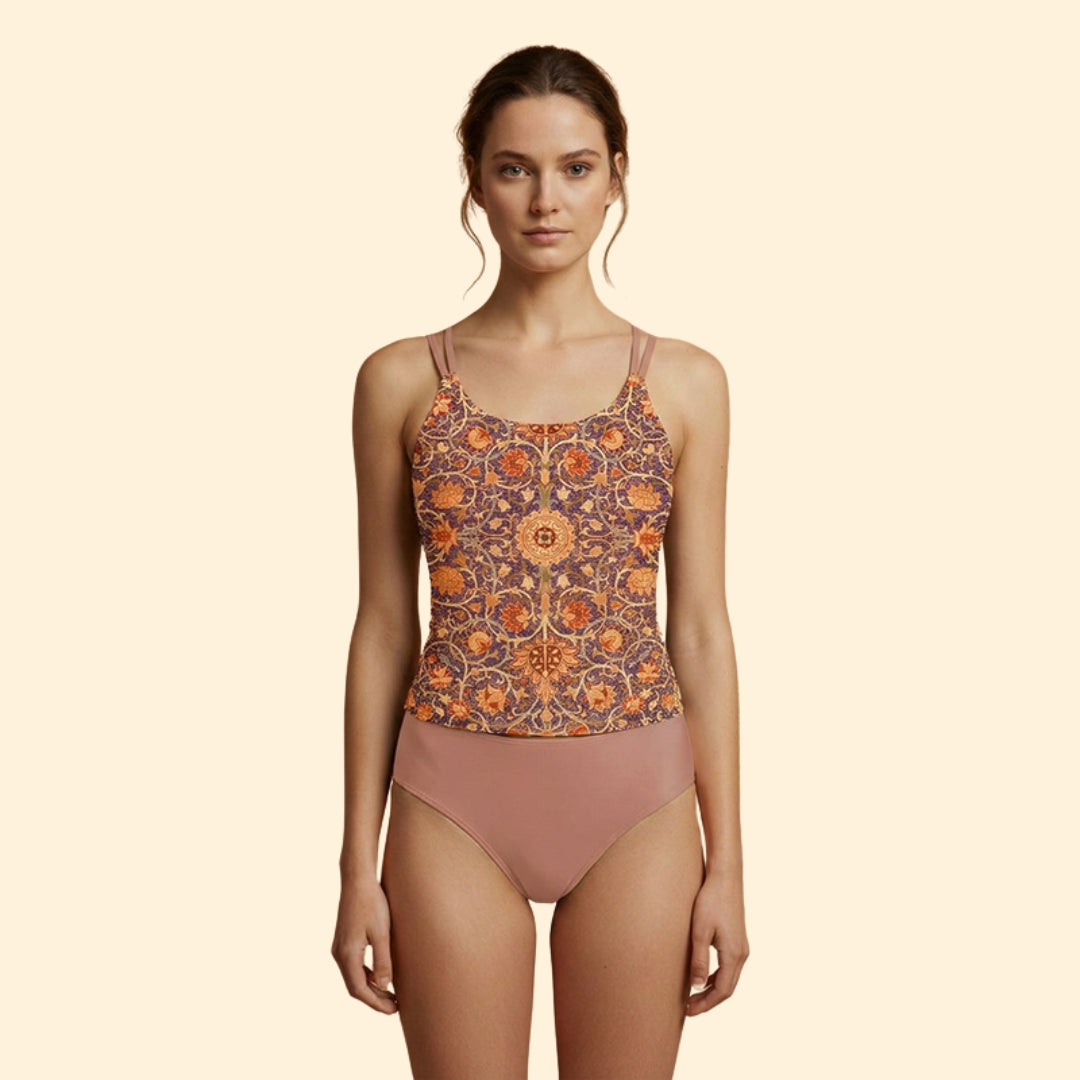 Women's Floral Tankini Set with Adjustable Straps