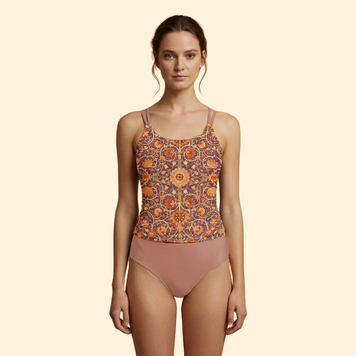Women's Floral Tankini Set with Adjustable Straps